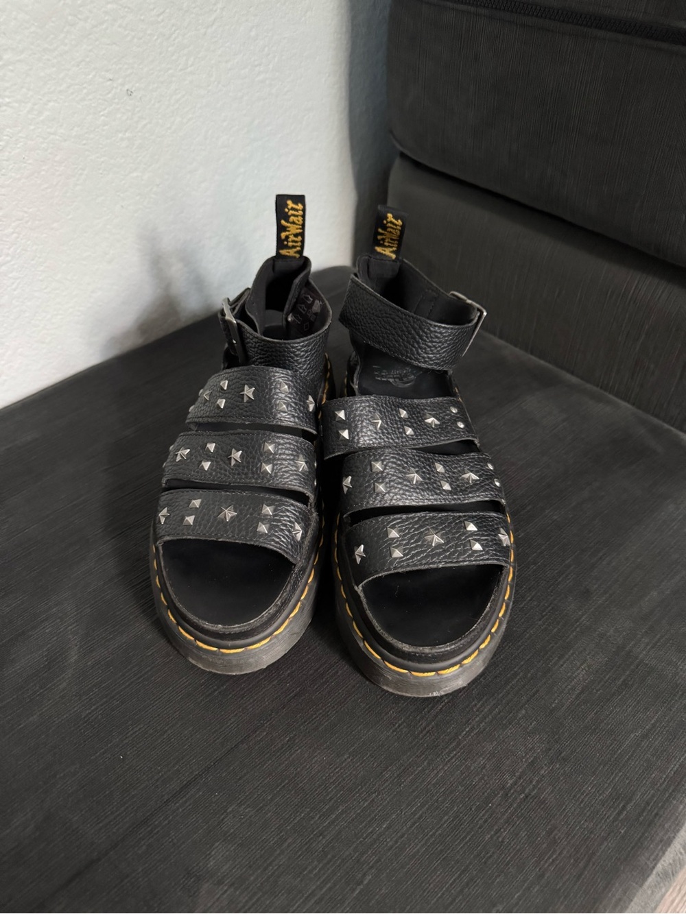 Dr. Martens Clarissa Milled Nappa Platform Strap Sandals in Black - Women’s 7